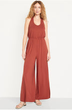 Load image into Gallery viewer, Women’s Medium Reverse Geode Halter Jumpsuit with Pockets in ‘Rusted Root’

