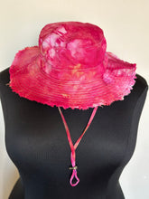 Load image into Gallery viewer, Women’s One Size Adjustable Frayed Bucket Hat with Chin Strap in ‘CandyPop’
