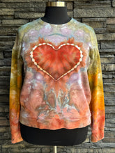 Load image into Gallery viewer, Women’s XL Heart Pullover Sweatshirt with Pockets &amp; Thumbholes in ‘Rustic Rainbow’
