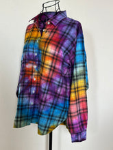 Load image into Gallery viewer, Women’s Medium Upcycled Rainbow Spiral Flannel Shirt
