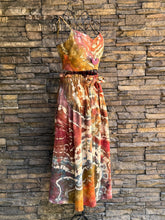 Load image into Gallery viewer, Women’s XS Geode Tie-Waist Midi Skirt &amp; Cropped Bralette Tank Top Set in ‘Rustic Rainbow’
