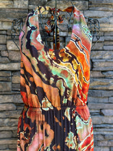 Load image into Gallery viewer, Women’s Medium Reverse Geode Halter Jumpsuit with Pockets in ‘Rusted Root’

