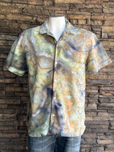 Load image into Gallery viewer, Men’s Large Geode Knit Button-up Short Sleeved Shirt in ‘Serpentine’
