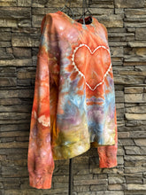 Load image into Gallery viewer, Custom Heart Pullover Sweatshirt with Thumbholes &amp; Pockets in ‘Rustic Rainbow’ for Tiara
