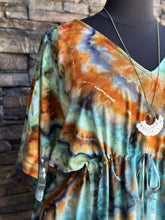 Load image into Gallery viewer, Women’s One Size (S-3X) Geode 100% Rayon Tie Front Caftan Dress in ‘Boulder Turquoise’
