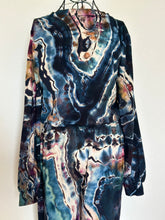 Load image into Gallery viewer, Women’s Medium Reverse Geode Terry Long Sleeved Jumpsuit in ‘Pinot Sage &amp; Teal’
