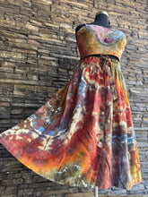 Load image into Gallery viewer, Custom 2 Piece Geode Linen/Rayon Bralette &amp; Midi Skirt Set in ‘Rustic Rainbow’ for Shellby
