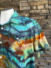 Load image into Gallery viewer, Men’s Large Geode Knit Button-up Short Sleeved Shirt in ‘Boulder Turquoise’
