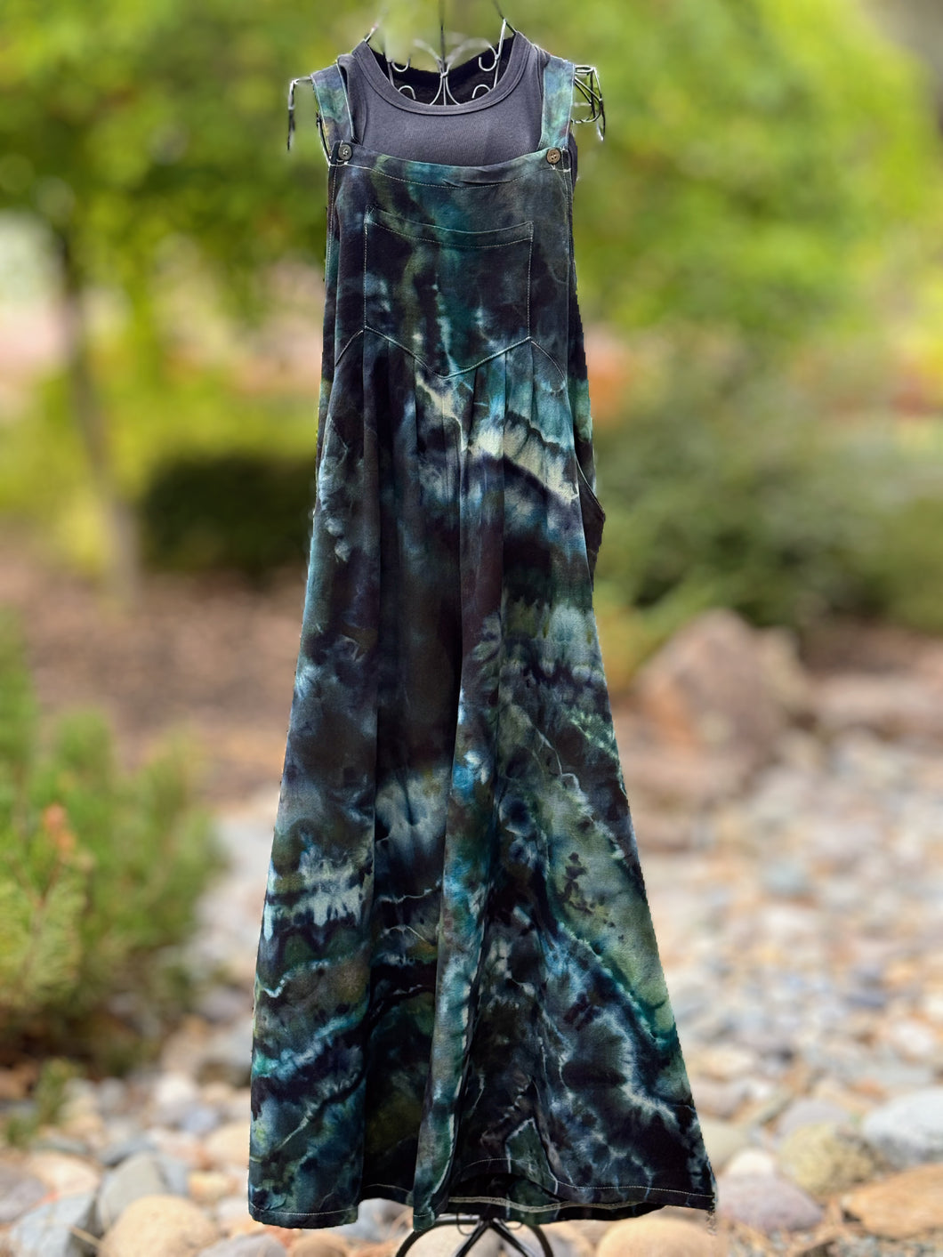 Custom Geode Wide Leg Overalls in ‘Moss Agate’ for Robyne