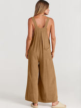 Load image into Gallery viewer, Women’s Large Geode Wide-Leg Linen/Rayon Overalls in ‘Turkey Tail Mushroom’
