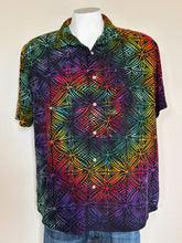 Load image into Gallery viewer, Men’s Large 100% Rayon Button Up Shirt in ‘Kaleidoscope’ Spiral
