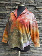 Load image into Gallery viewer, Women’s Large (can fit an XL too) Oversized Geode Corduroy Long Sleeve Button Up Shirt with Pockets in ‘Rustic Rainbow’
