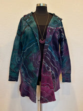 Load image into Gallery viewer, Custom Reverse Geode Hooded Sweatshirt Cardigan in ‘Mermaid’ for Rosie
