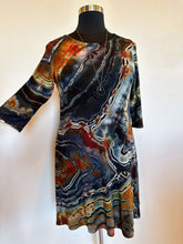 Load image into Gallery viewer, Custom Reverse Geode 3/4 Sleeve Dress with Pockets in ‘Midnight Jasper’ for Stephanie
