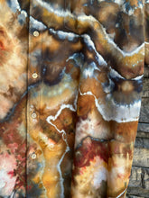Load image into Gallery viewer, Men’s XL 100% Rayon Geode Button Up Short Sleeved Shirt in ‘Turkey Tail Mushroom’
