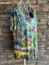 Load image into Gallery viewer, Women’s Large Geode Rayon V-Neck T-Shirt Tunic in ‘Enchanted Forest’
