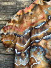 Load image into Gallery viewer, Men’s XL 100% Rayon Geode Button Up Short Sleeved Shirt in ‘Turkey Tail Mushroom’
