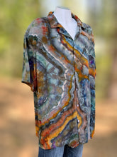 Load image into Gallery viewer, Men’s 3XL 100% Rayon Geode Button Up Short Sleeved Shirt in ‘Labradorite’
