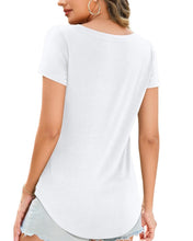 Load image into Gallery viewer, Women’s Small Geode Short Sleeved V-Neck Shirt in ‘Fire Opal’
