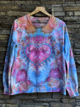 Load image into Gallery viewer, Women’s Small Oversized (can fit up to a large)100% Organic Cotton Heart Crewneck Sweatshirt in ‘Bird Song’
