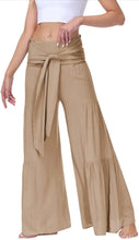 Load image into Gallery viewer, Women’s XL Geode 100% Viscose High Waist Tiered Wide Leg Flared Palazzo Pants with Tie in ‘Rusted Sea Glass’
