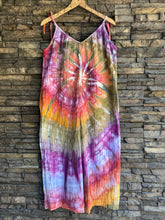 Load image into Gallery viewer, Women’s Large Crinkle Cotton Gauze Jumpsuit with Tie Shoulder Straps and Pockets in ‘Gypsy Spirit’ Spiral
