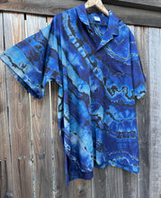 Load image into Gallery viewer, Custom Reverse Geode Button Up Rayon Shirt in Blues for Uncle Paul
