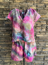 Load image into Gallery viewer, Women’s Medium Geode Cotton Gauze Top &amp; Short Outfit Set in ‘Cosmic Storm’
