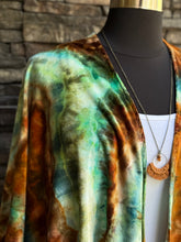 Load image into Gallery viewer, Women’s One Size (fits large-3X best) Hand-sewn Geode Bamboo Velour Duster Kimono in ‘Boulder Turquoise’
