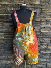 Load image into Gallery viewer, Women’s XL Geode Rayon/Linen Overall Romper Shorts in ‘Rustic Rainbow’
