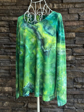 Load image into Gallery viewer, Women’s Large Geode Long-Sleeve V-Neck T-Shirt in ‘Parrot Wing Chrysocolla’
