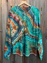 Load image into Gallery viewer, Men’s XL Geode Long Sleeved Henley in ‘Emerald Forest’
