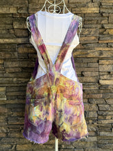 Load image into Gallery viewer, Women’s Size 28 Distressed Denim Overall Shorts in ‘Sugar Plum’

