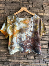 Load image into Gallery viewer, Women’s XL Viscose/Linen Geode Short Sleeve Crop Top and Wide Leg Pants with Pockets 2 Piece Outfit in ‘Charred Redwood’
