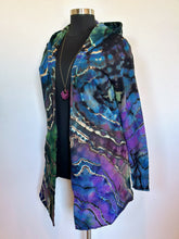 Load image into Gallery viewer, Custom Reverse Geode Hooded Cardigan with Pockets in ‘Abalone’ for Amber
