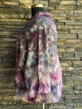 Load image into Gallery viewer, Women’s L (but can fit up to a 2X) Loose Geode Cotton Gauze Kimono with Frayed Hems &amp; 3/4 Sleeves in ‘Black Cherry Storm’
