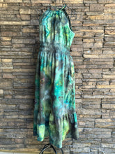 Load image into Gallery viewer, Women’s Large Scrunched Geode Halter Style Dress with Pockets In ‘Moss Agate’
