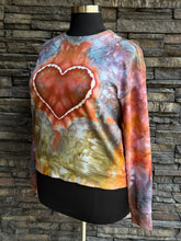 Load image into Gallery viewer, Women’s XL Heart Pullover Sweatshirt with Pockets &amp; Thumbholes in ‘Rustic Rainbow’
