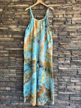 Load image into Gallery viewer, Women’s Large 100% Cotton Gauze Wide-Leg Overalls in ‘Boulder Turquoise’
