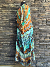 Load image into Gallery viewer, Women’s One Size (S-3X) Geode 100% Rayon Tie Front Caftan Dress in ‘Boulder Turquoise’
