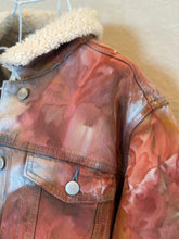 Load image into Gallery viewer, Custom Ice Dyed Sherpa Lined Denim Jacket in ‘Rustic Rainbow’ for Jennifer
