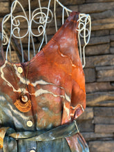 Load image into Gallery viewer, Women’s XS (can fit a small, too) Geode Button Front Jumpsuit with Tie in ‘Nutmeg &amp; Marine’

