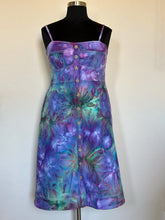 Load image into Gallery viewer, Custom Ice Dyed Denim Corset Dress in ‘Northern Lights’ for Maggie
