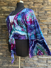 Load image into Gallery viewer, Custom Geode Bell Sleeved Top in ‘Midnight Moonlight’ for Justine
