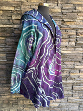 Load image into Gallery viewer, Custom Reverse Geode Hooded Sweatshirt Cardigan in ‘Mermaid Tail’ for Alisa
