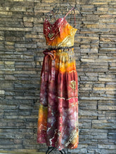 Load image into Gallery viewer, *DISCOUNTED* (due to mended damage on strap) Women’s Small Geode Tie-Waist Midi Skirt &amp; Cropped Bralette Tank Top Set in ‘Rustic Rainbow’
