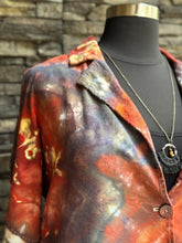 Load image into Gallery viewer, Women’s Upcycled Torrid Size 1 (1X 14/16) Geode Linen/Rayon Blazer in ‘Phoenix Rising’
