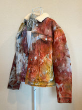 Load image into Gallery viewer, Custom Ice Dyed Sherpa Lined Denim Jacket in ‘Rustic Rainbow’ for Jennifer
