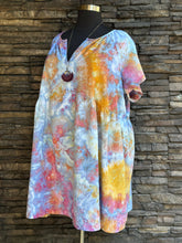 Load image into Gallery viewer, Women’s 3X Geode Linen/Rayon Short Sleeve Babydoll Dress with Pockets in ‘Bird Song’

