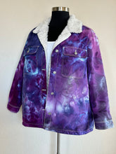 Load image into Gallery viewer, Custom Sherpa Lined Denim Jacket in Purples for Laura
